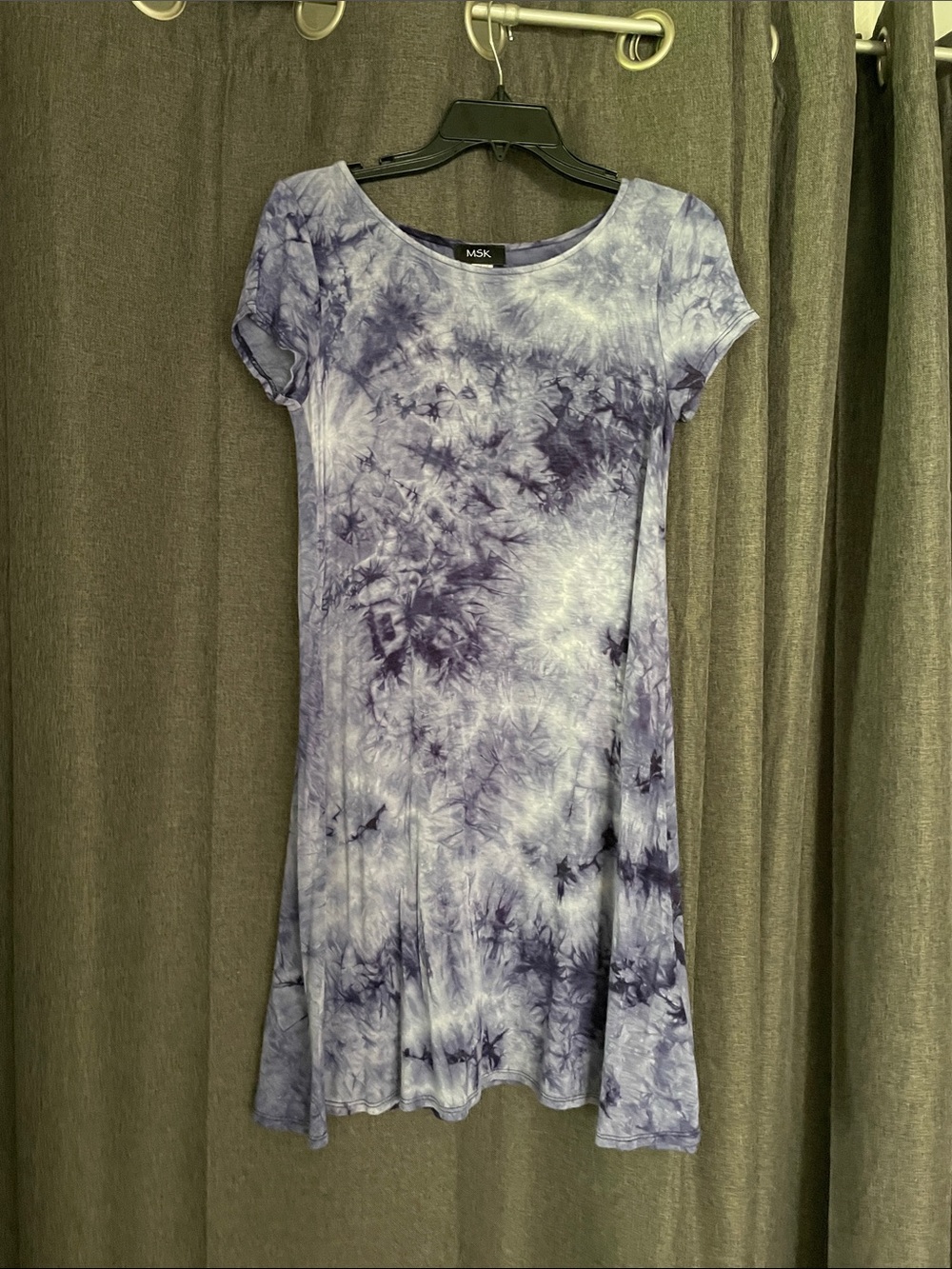 MSK Blue Tie-Dye Short Sleeve Dress